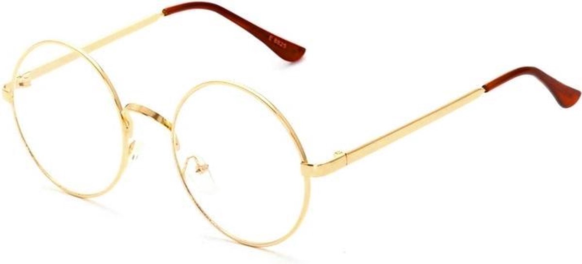 Retro Round Bril | Rond Goud | Bril zonder sterkte | 50 mm